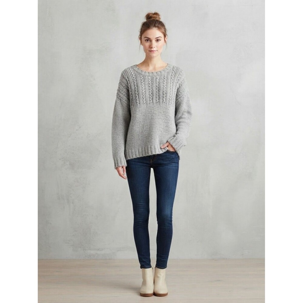 Aerie Women's Gray Open Tie Back Chunky Knit Pullover Sweater Size Medium M